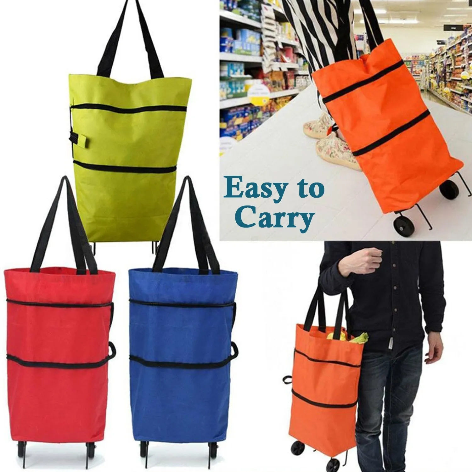 1652 Folding Cart Bags Trolley Shopping Bag For Travel Luggage