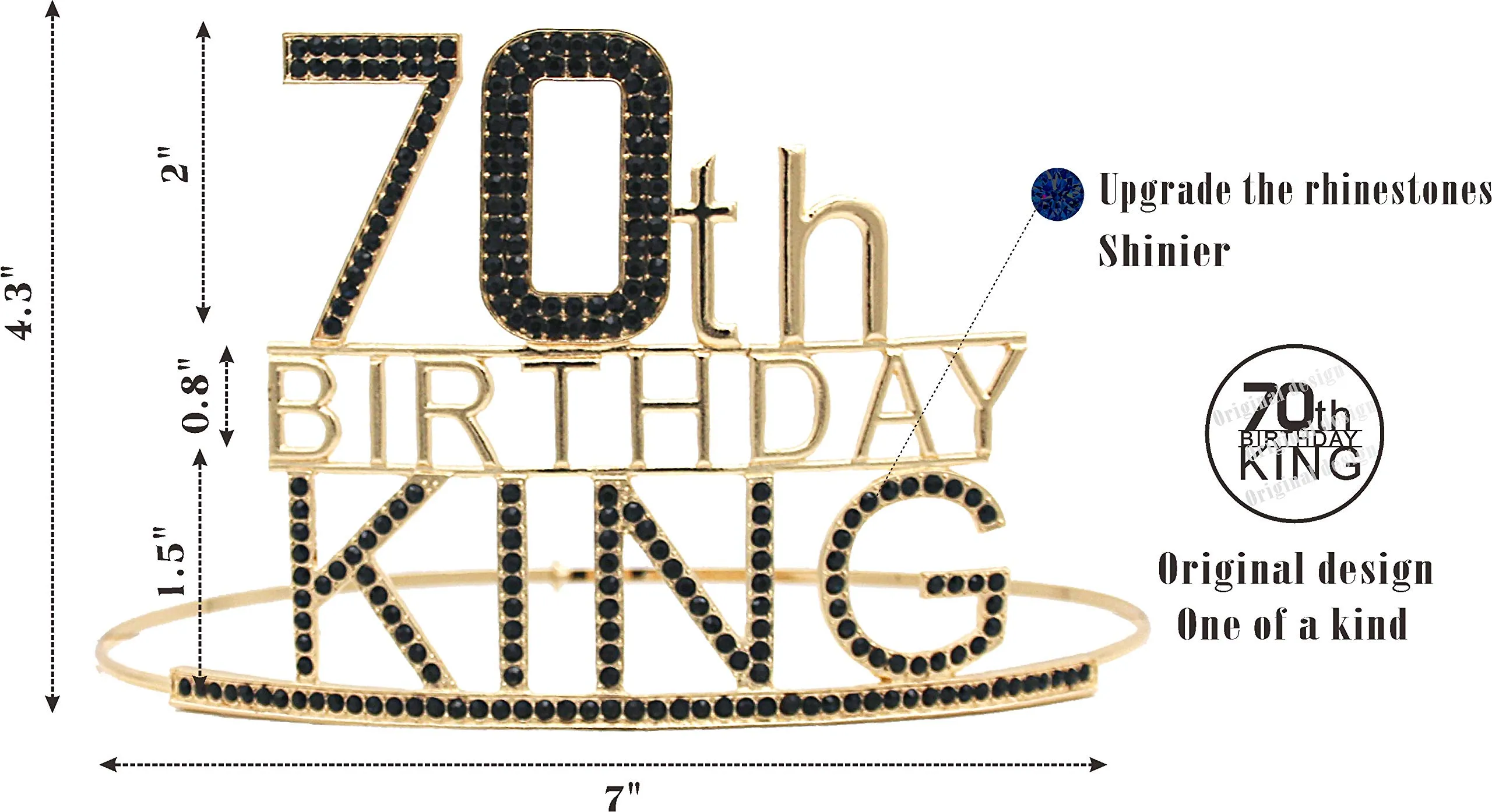 70th Birthday Crown King, 70th Birthday Decorations for Men, 70th Birthday Gifts for Men