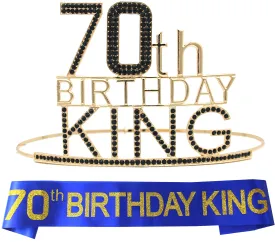 70th Birthday Crown King, 70th Birthday Decorations for Men, 70th Birthday Gifts for Men