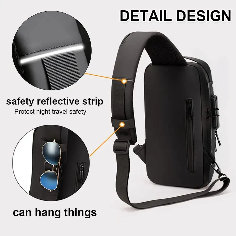 Anti-Theft USB Crossbody Bag Sports & Leisure, Multi-Functional with Password Lock Unisex