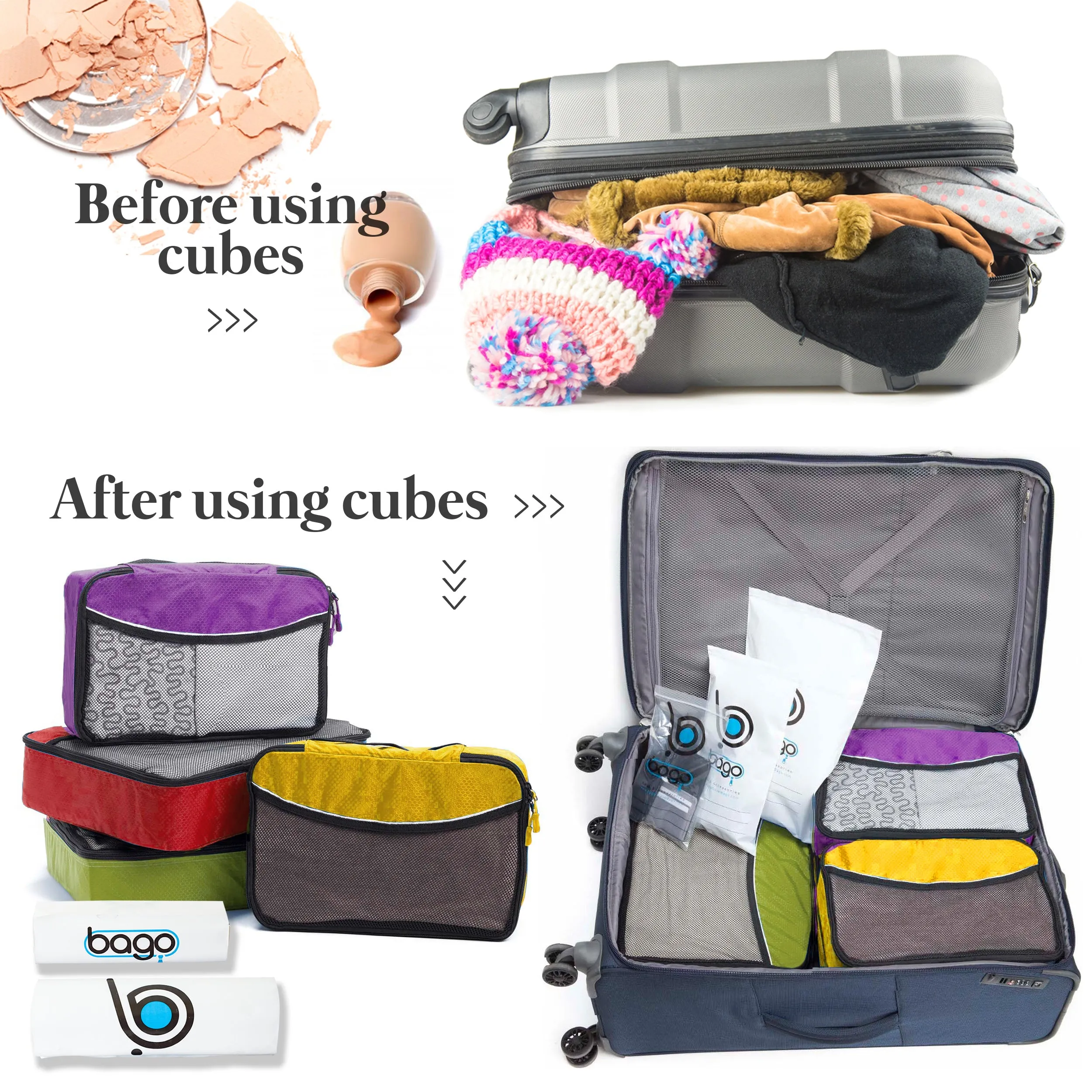 Bago Packing Cubes for Travel Bags - Luggage Organizer 7 pcs Set