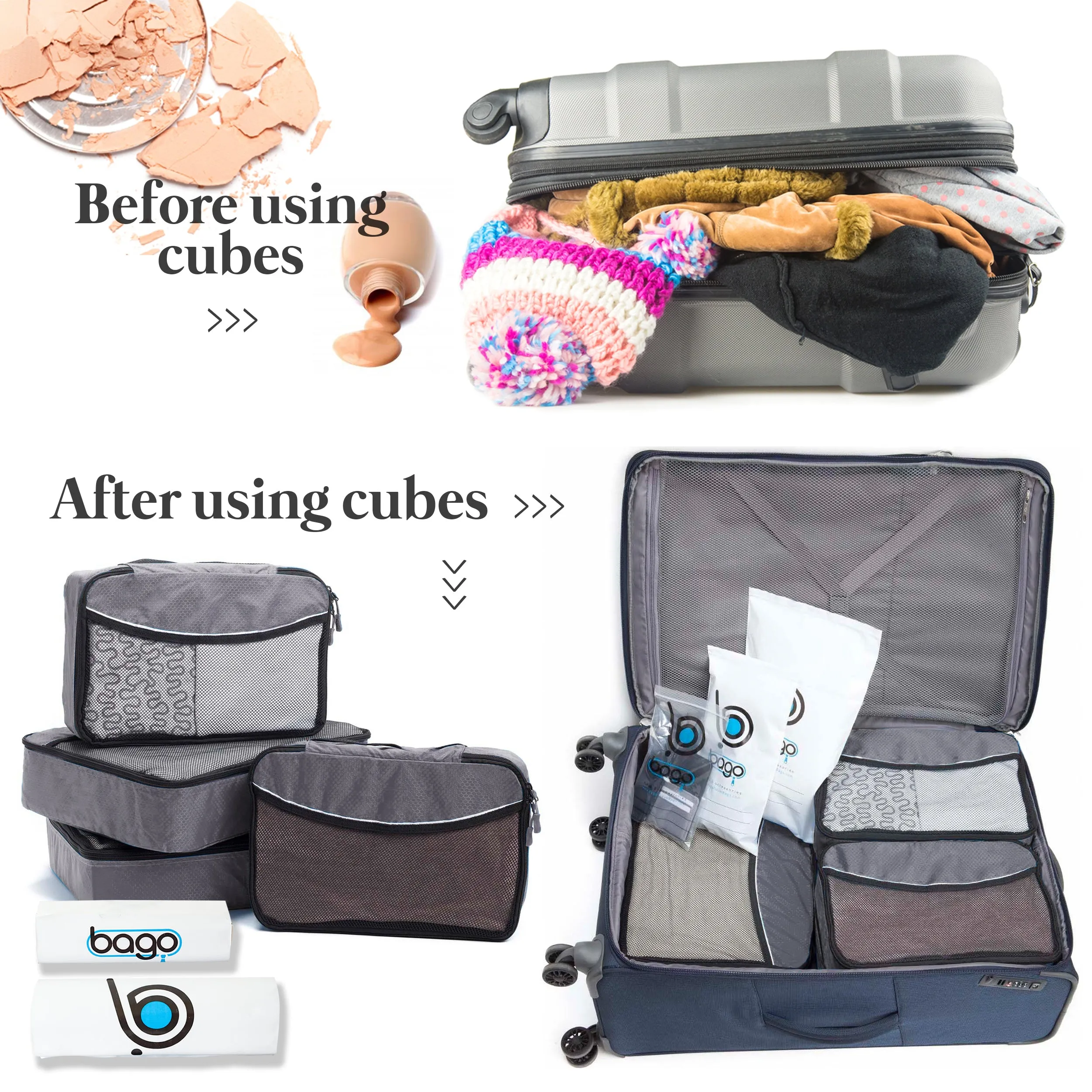 Bago Packing Cubes for Travel Bags - Luggage Organizer 7 pcs Set