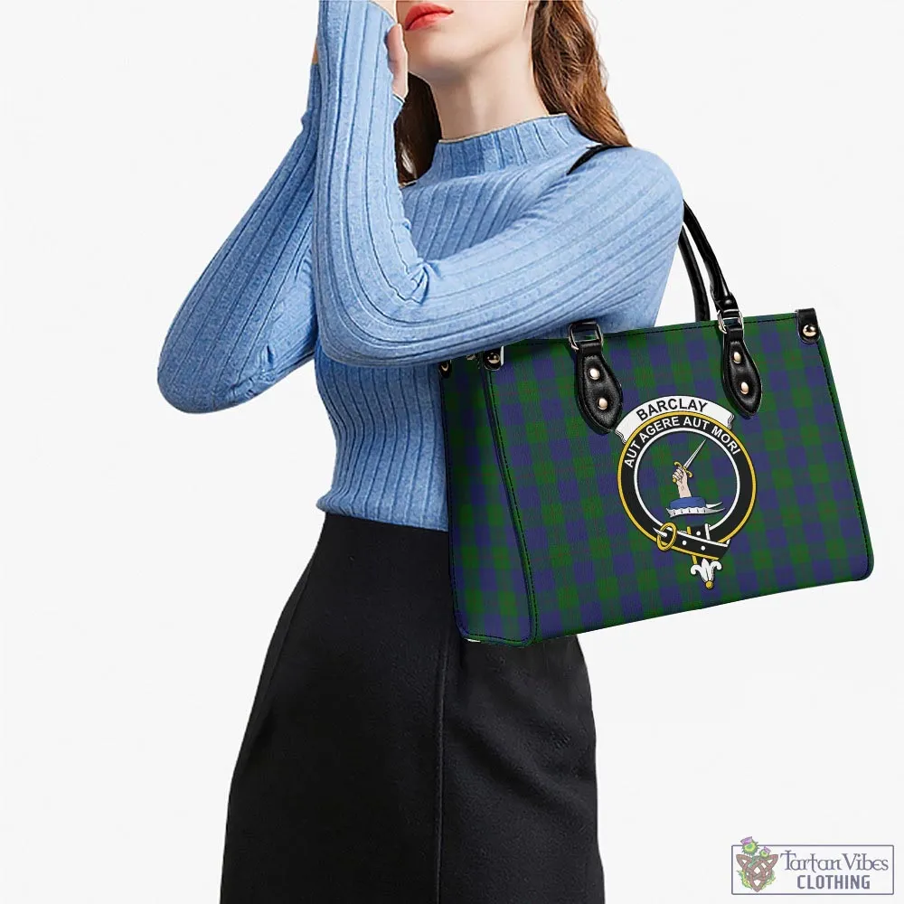 Barclay Tartan Luxury Leather Handbags with Family Crest