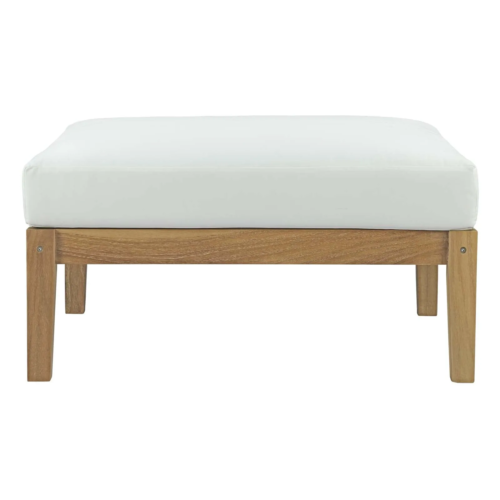 Bayport Outdoor Patio Teak Ottoman Natural White EEI-2698-NAT-WHI