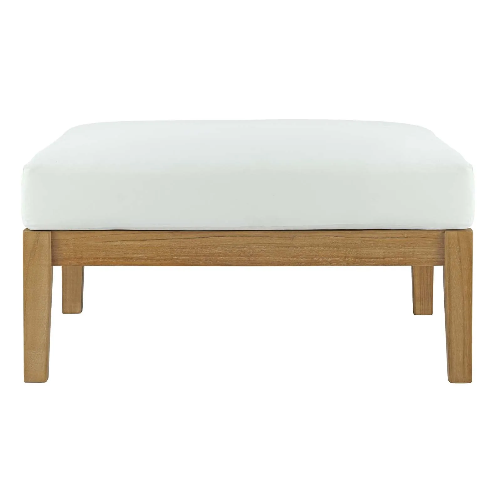 Bayport Outdoor Patio Teak Ottoman Natural White EEI-2698-NAT-WHI