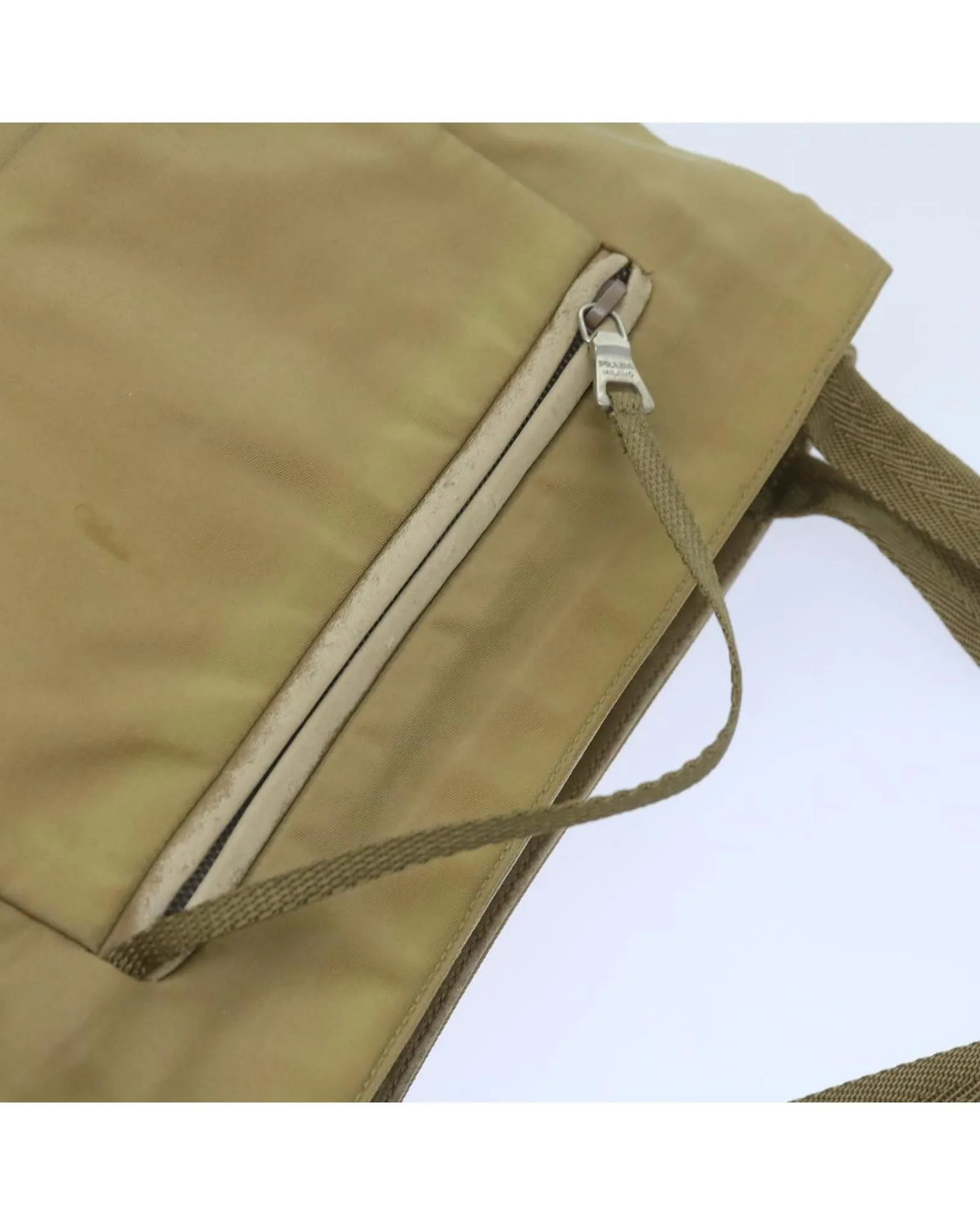 Beige Nylon Shoulder Bag with Adjustable Strap by Prada