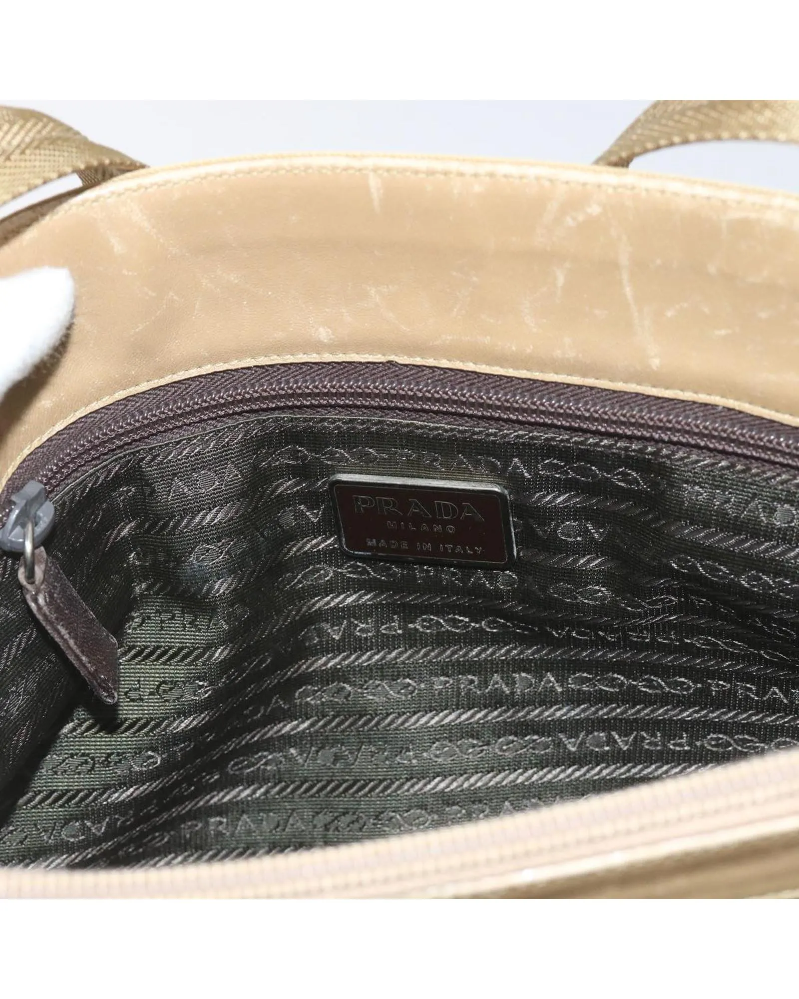 Beige Nylon Shoulder Bag with Adjustable Strap by Prada