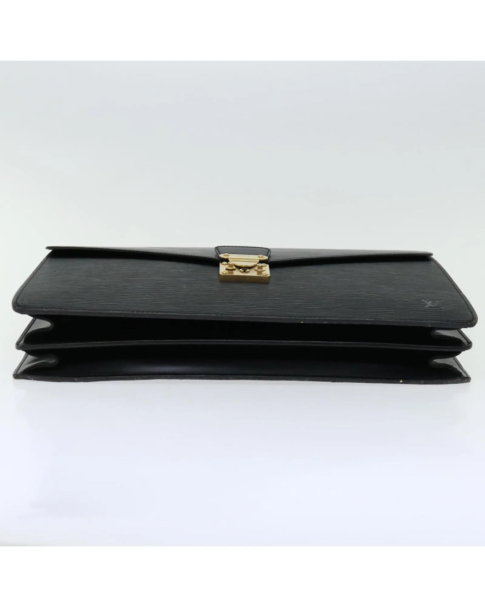 Black Epi Leather Briefcase with Key Accessory - French Made Designer Bag