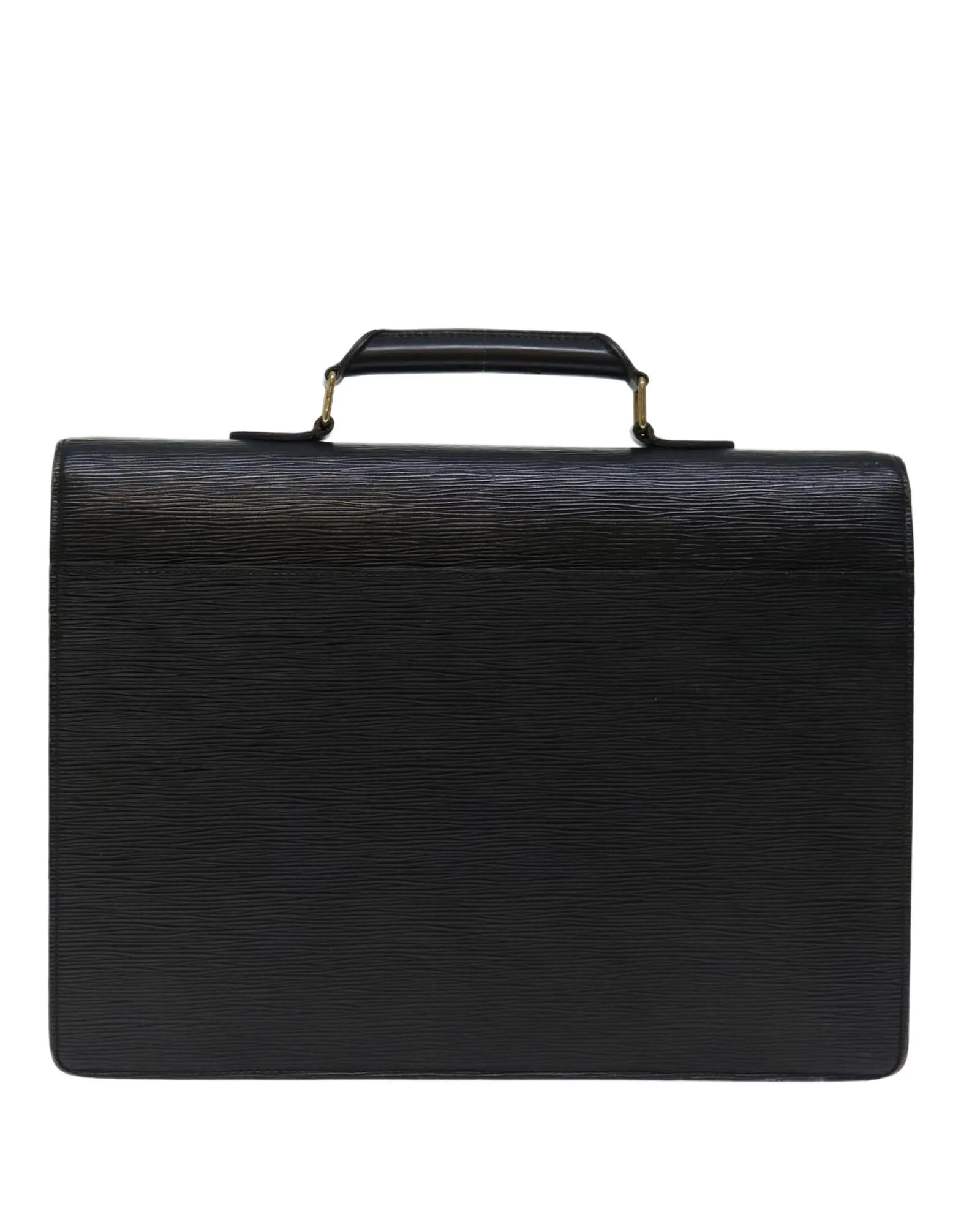 Black Epi Leather Briefcase with Key Accessory - French Made Designer Bag