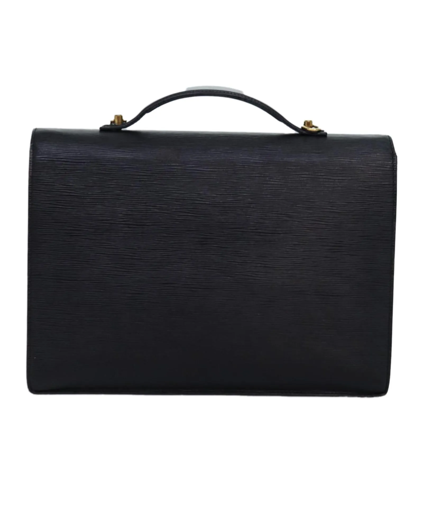 Black Epi Leather Shoulder Briefcase with Strap