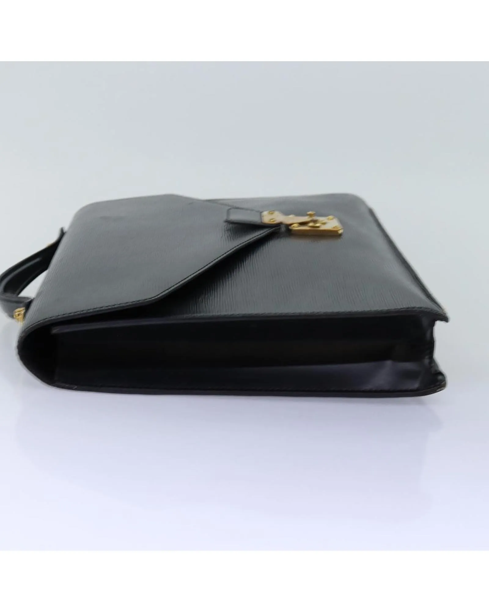 Black Epi Leather Shoulder Briefcase with Strap