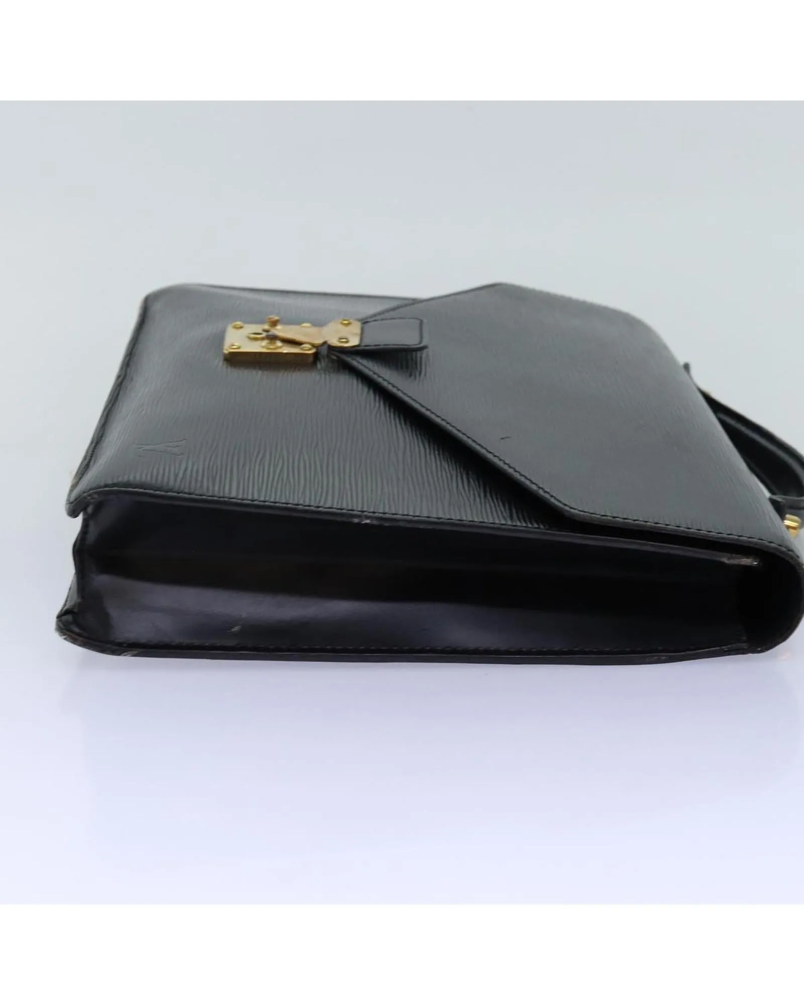 Black Epi Leather Shoulder Briefcase with Strap