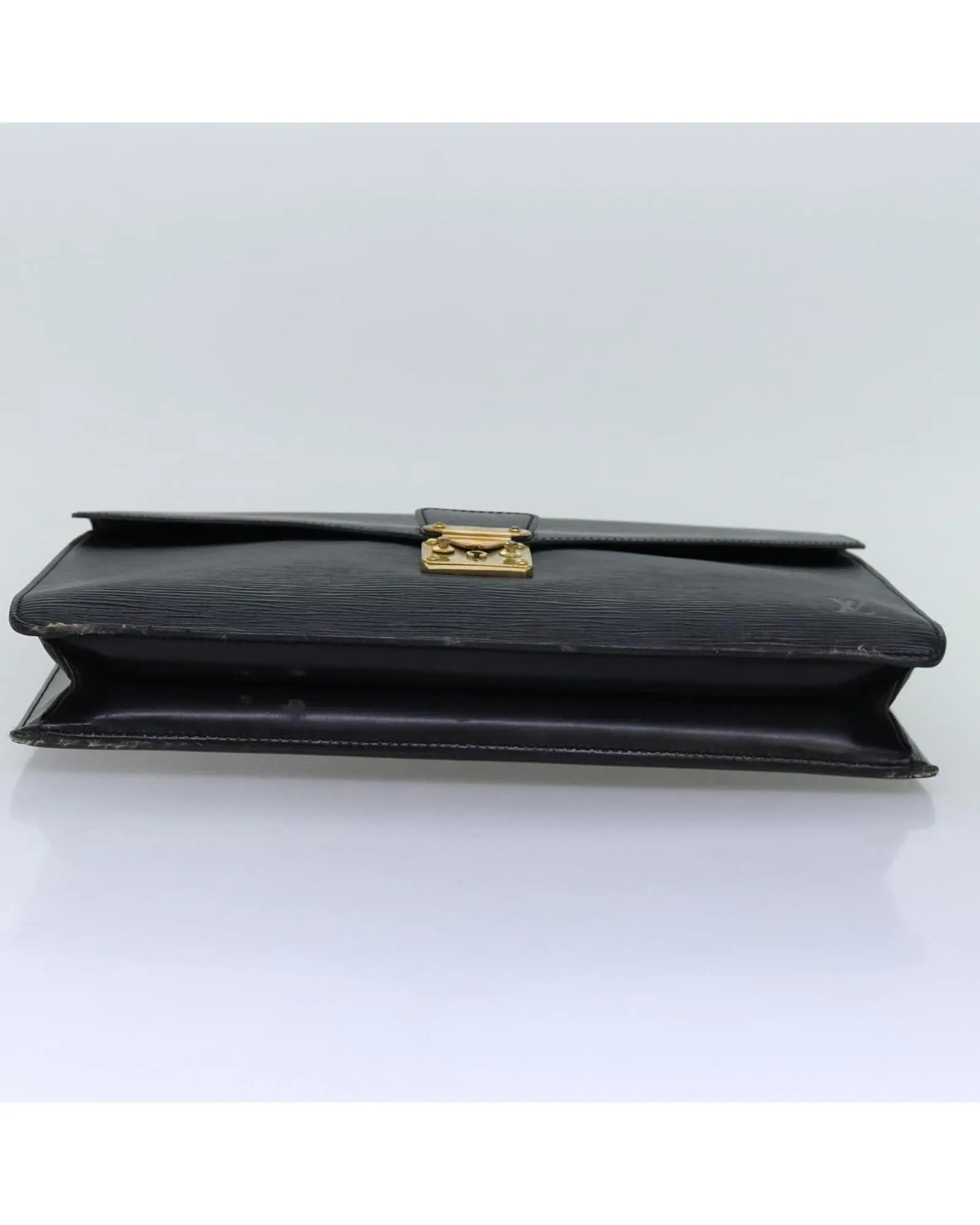 Black Epi Leather Shoulder Briefcase with Strap