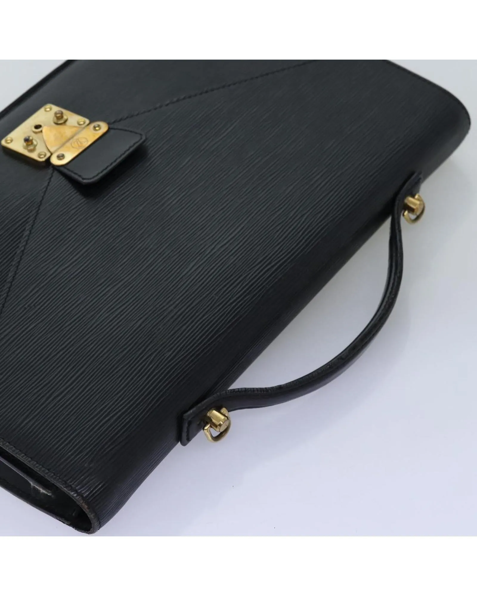 Black Epi Leather Shoulder Briefcase with Strap