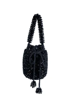 BLACK HANDMADE CERRJÓN BEADED BAG