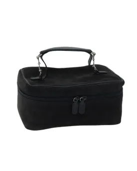 Black Suede Cosmetic Pouch with Minimal Wear - Made in Italy