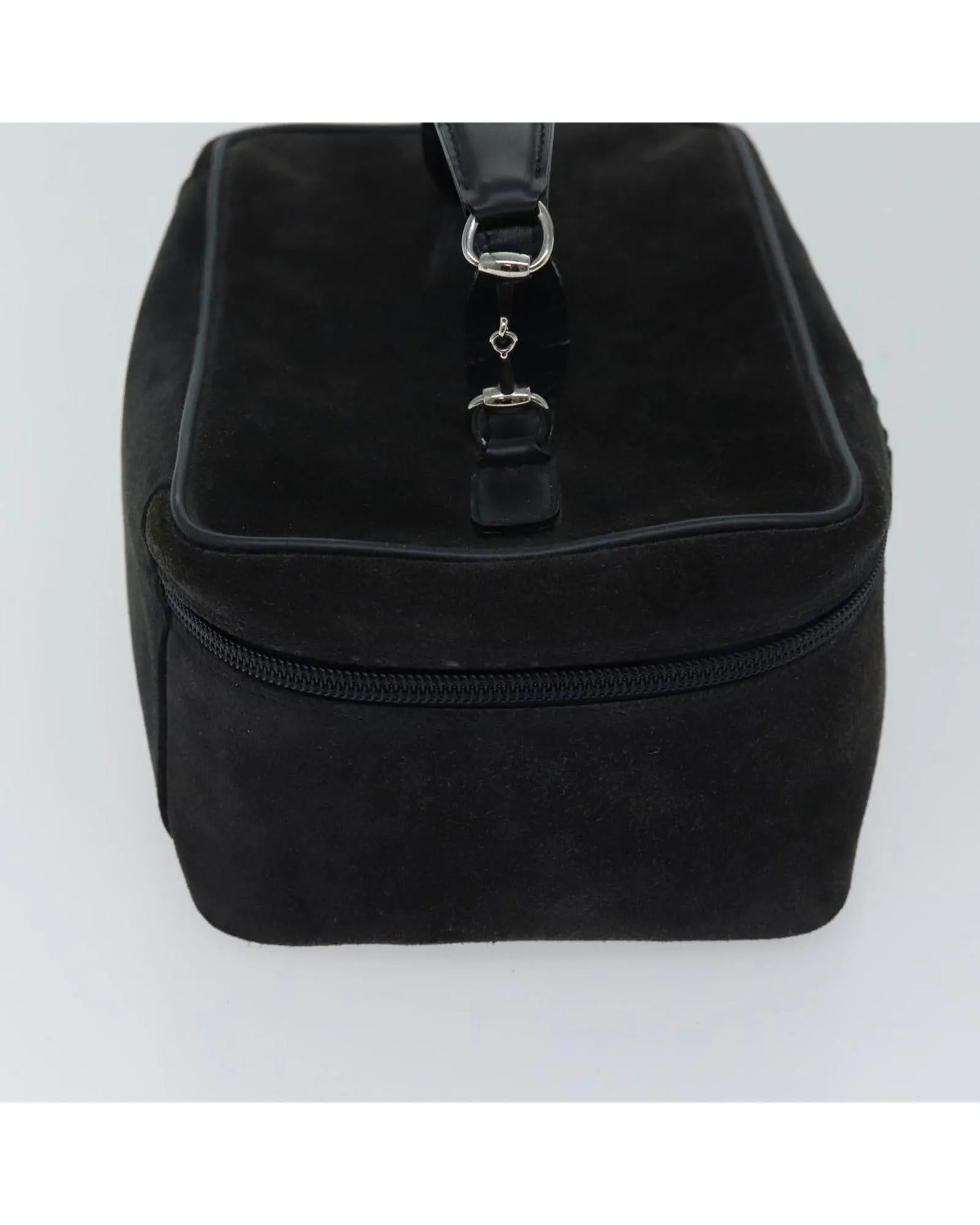 Black Suede Cosmetic Pouch with Minimal Wear - Made in Italy