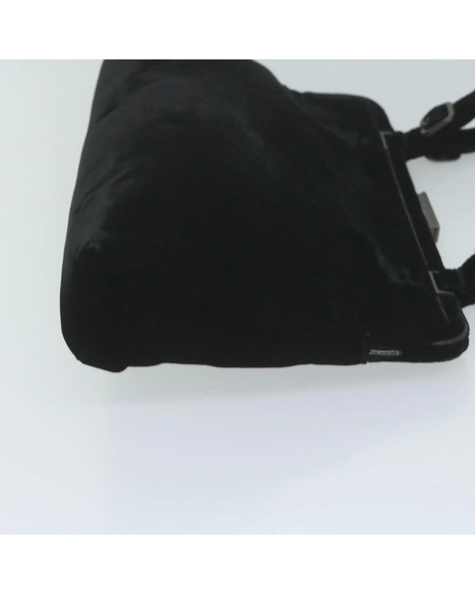 Black Velor Shoulder Bag with Scratches and Rubbing Made in Italy