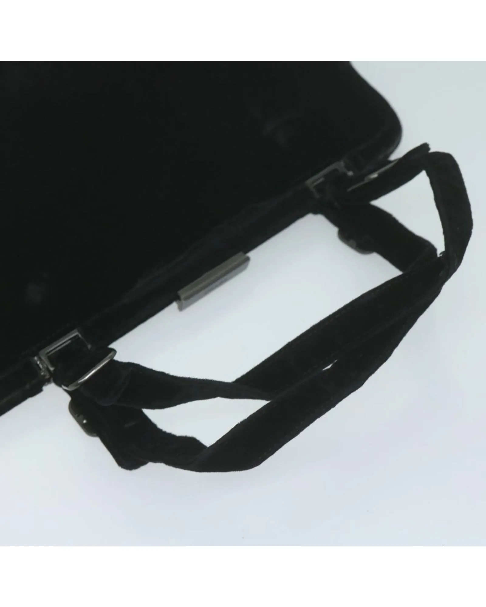 Black Velor Shoulder Bag with Scratches and Rubbing Made in Italy