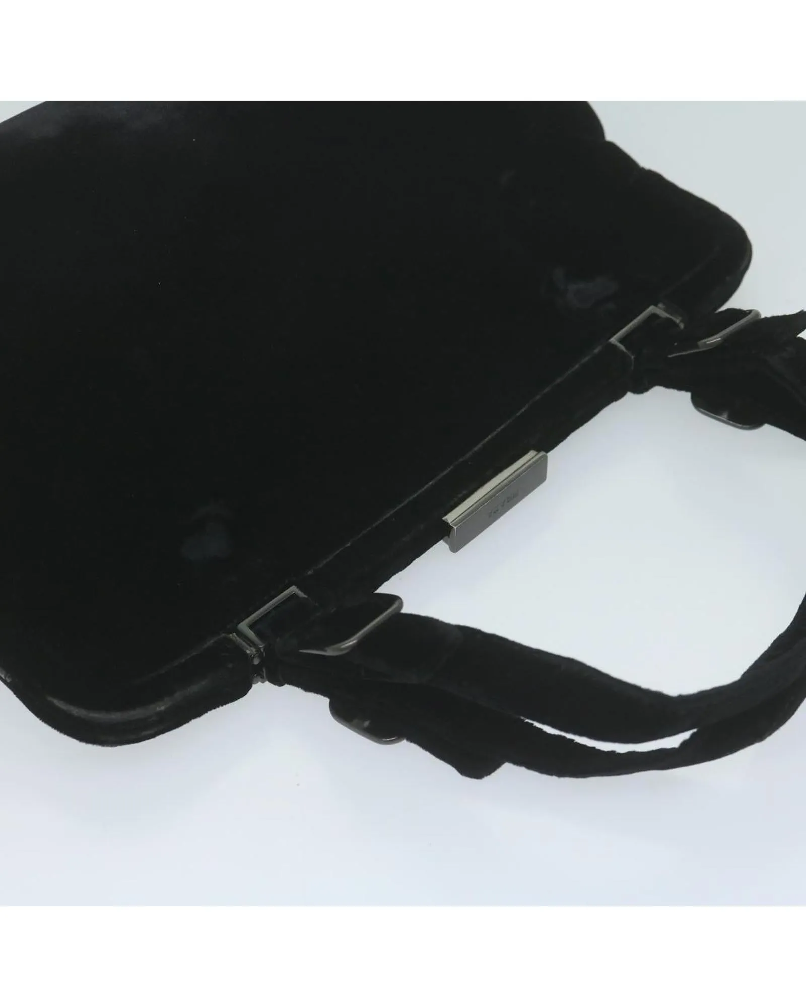 Black Velor Shoulder Bag with Scratches and Rubbing Made in Italy