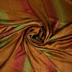 Brown Multi Color Marble Print Satin Fabric