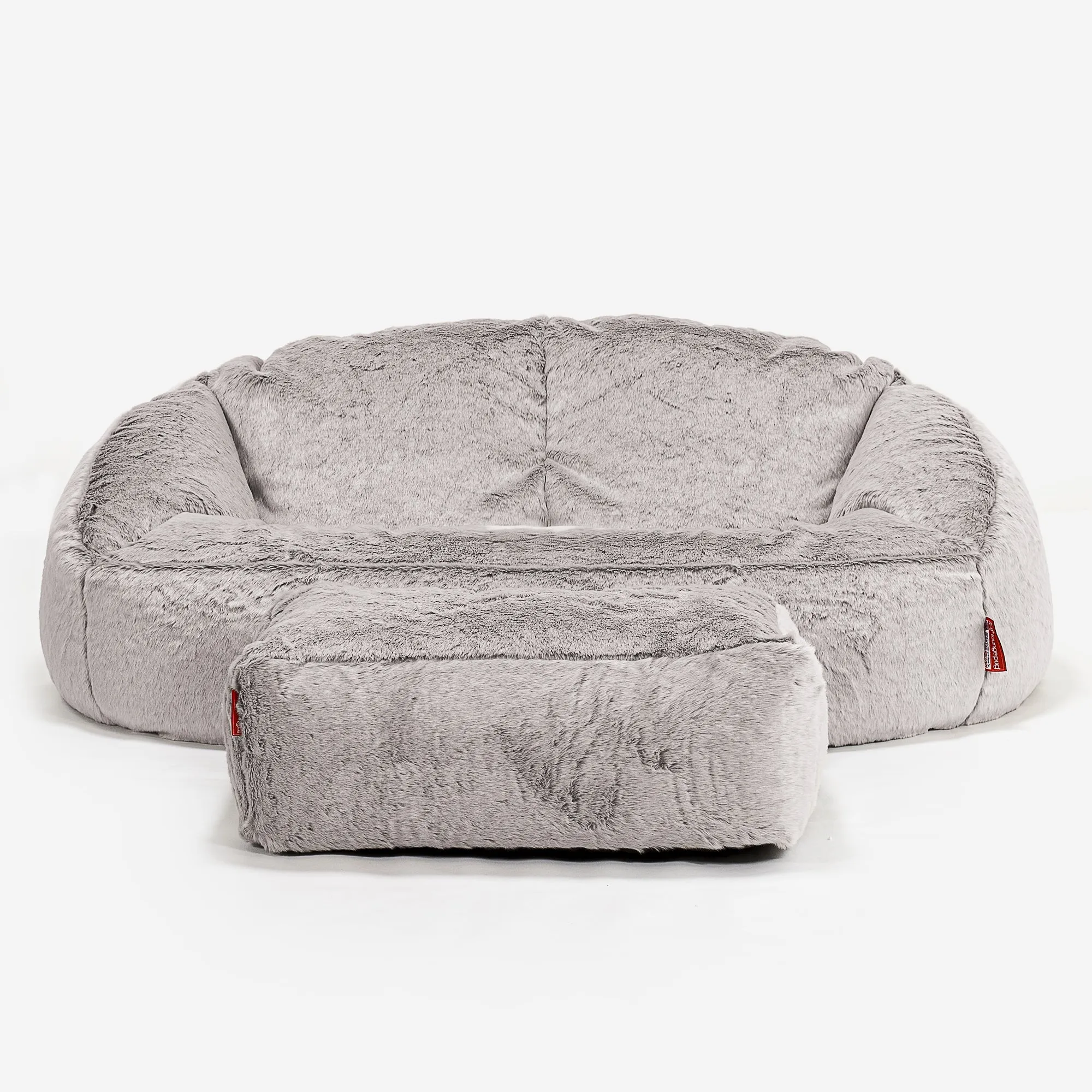 Bubble Sofa Bean Bag - Fluffy Faux Fur Rabbit Light Grey