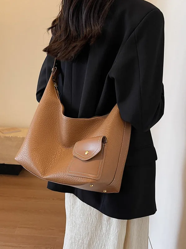 Buckle Pockets Solid Color Split-Joint Zipper Crossbody Bags