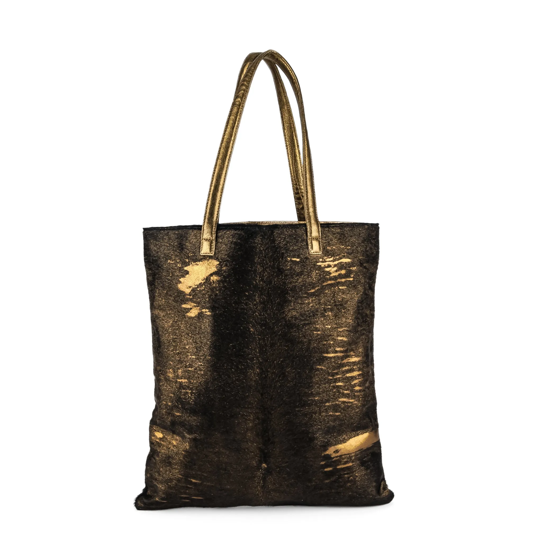 BULGARI Gold Ponyhair Tote Bag