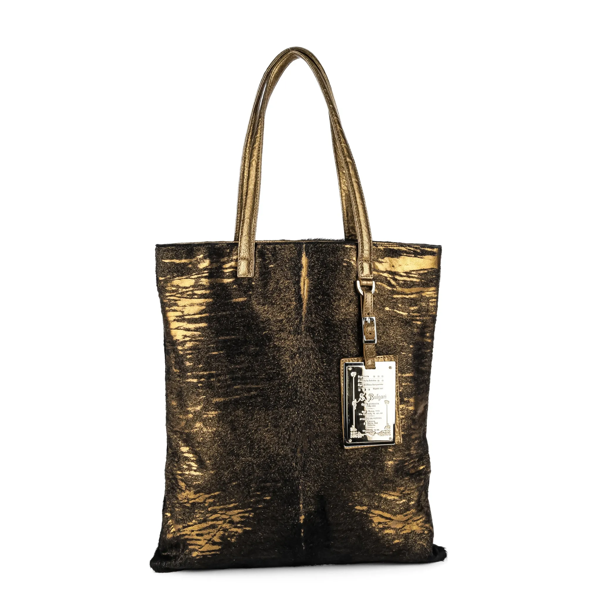 BULGARI Gold Ponyhair Tote Bag