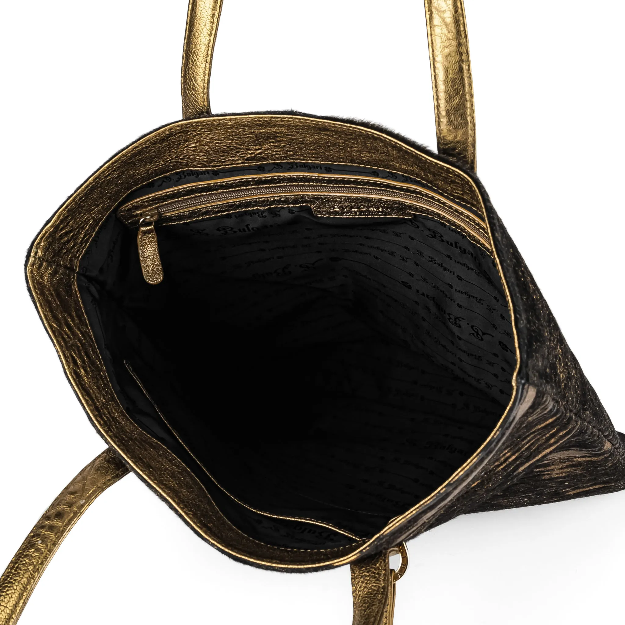 BULGARI Gold Ponyhair Tote Bag