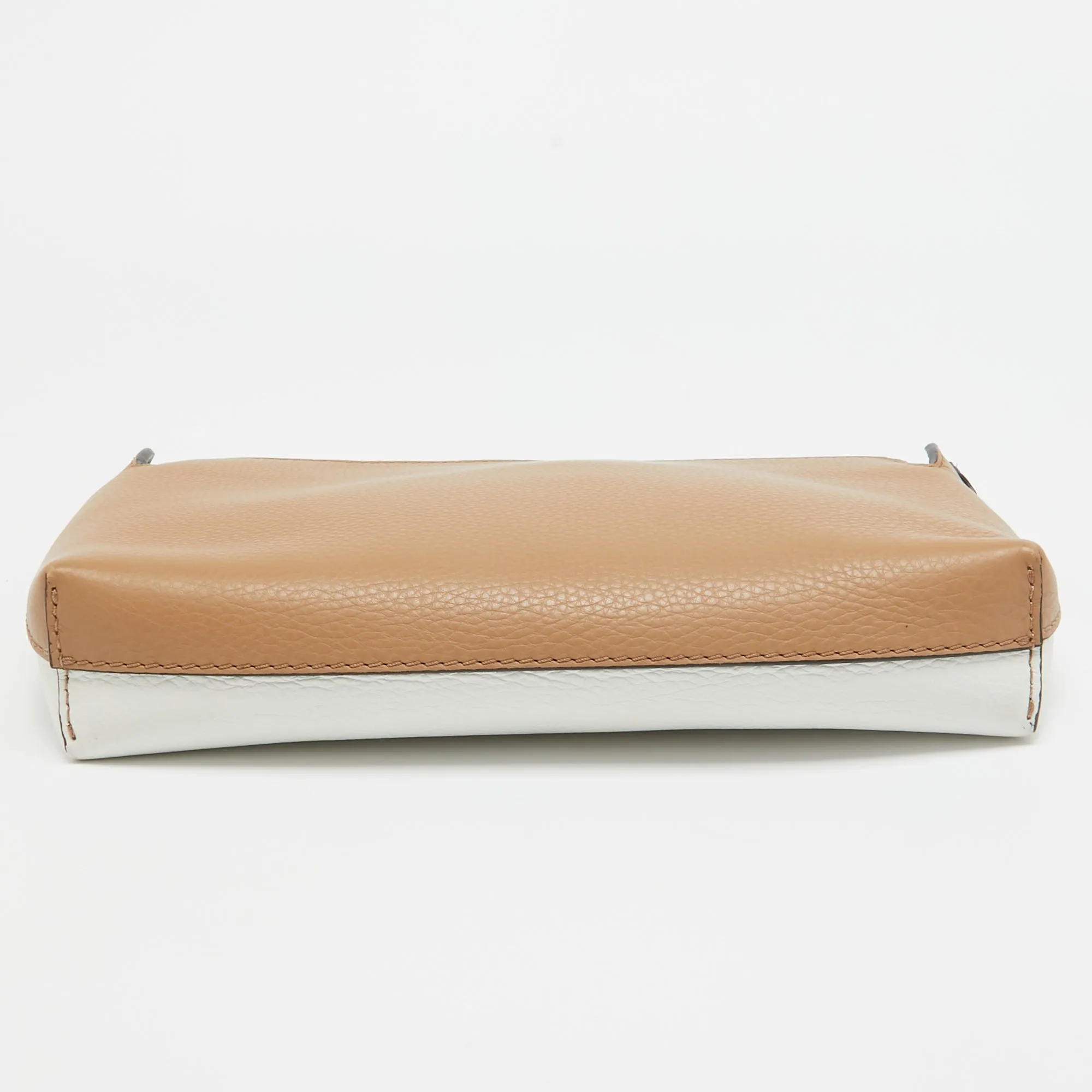 BURBERRY Brown/White Leather Bicolor Clutch