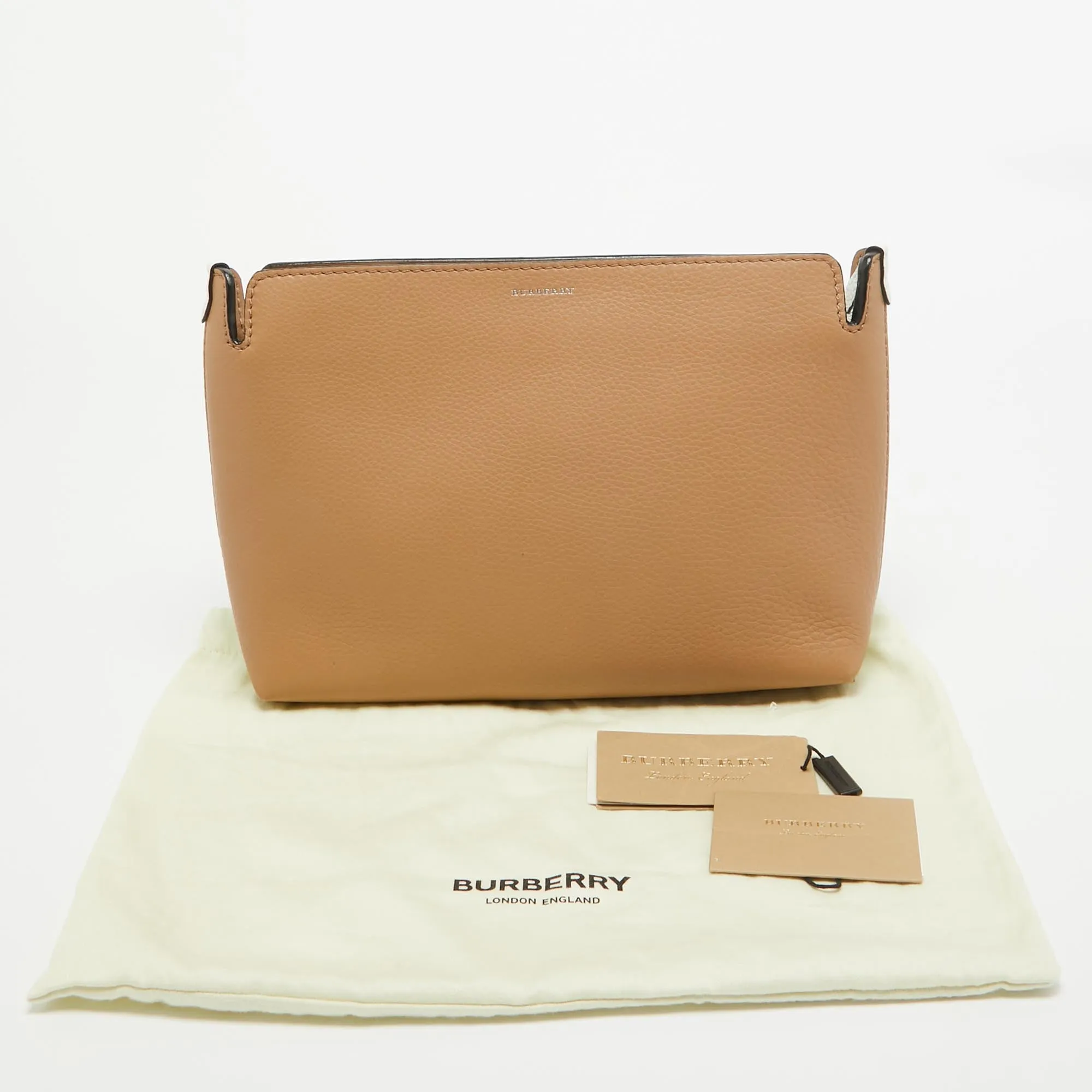 BURBERRY Brown/White Leather Bicolor Clutch