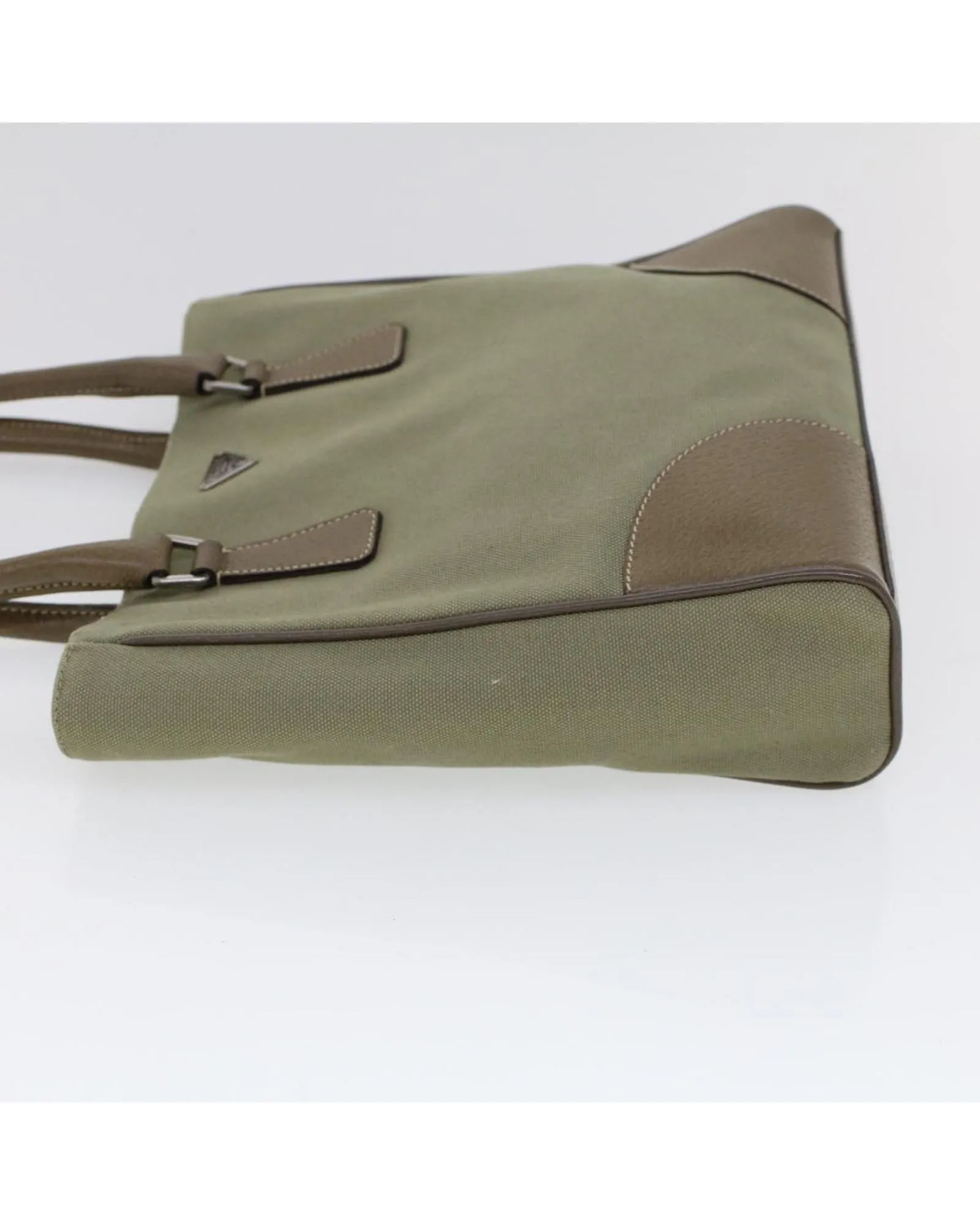 Canvas and Leather Green Hand Bag