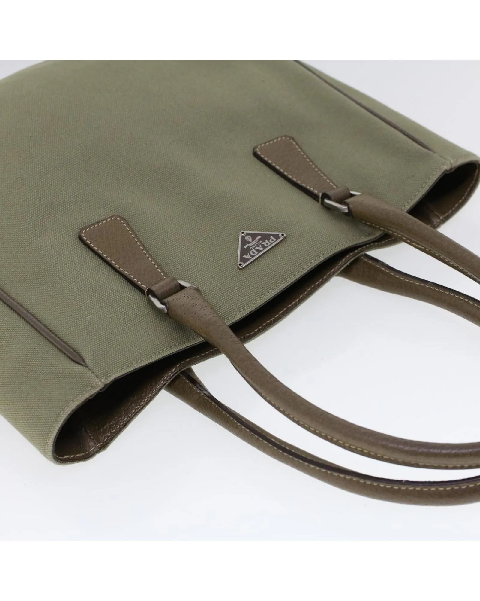 Canvas and Leather Green Hand Bag