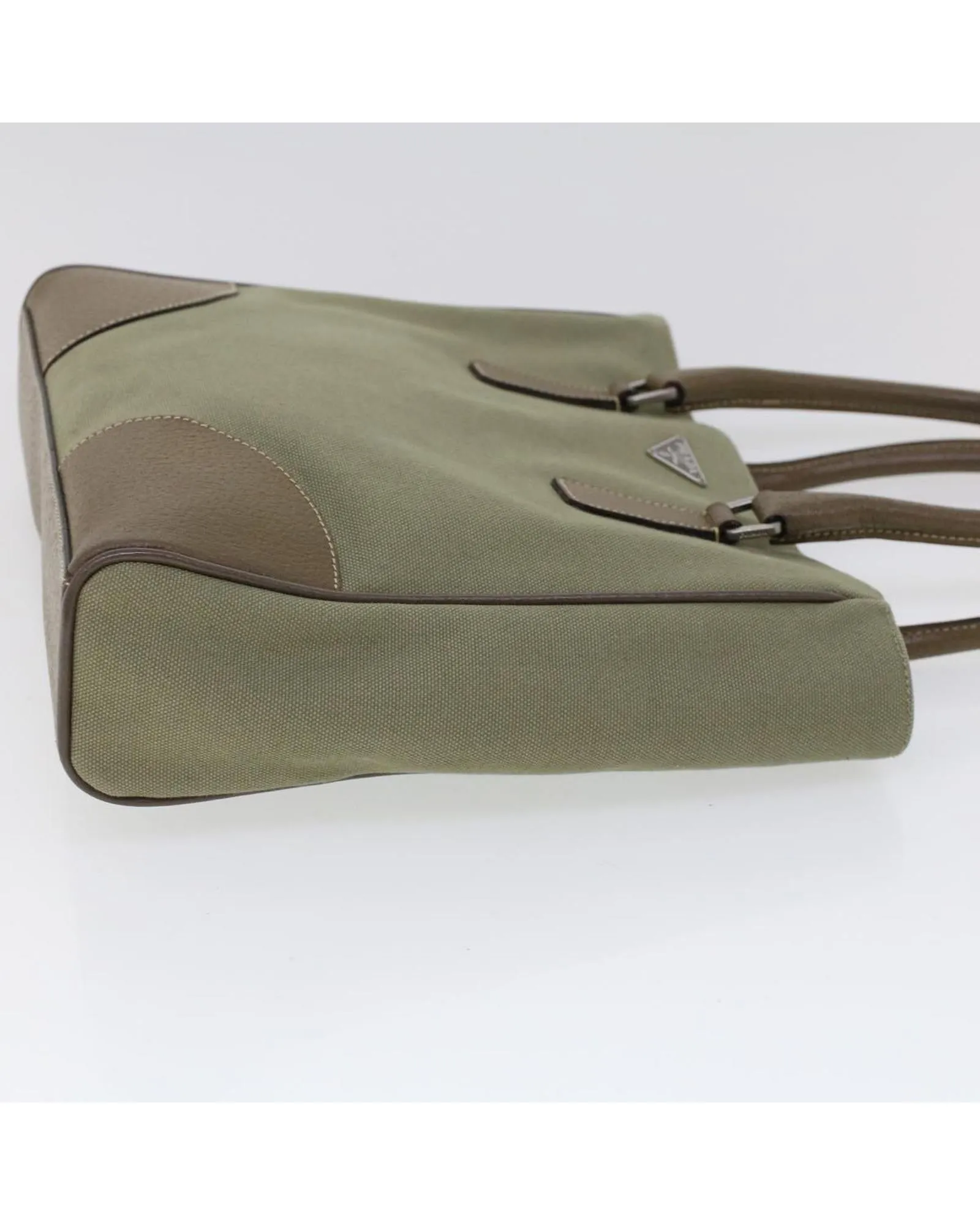 Canvas and Leather Green Hand Bag