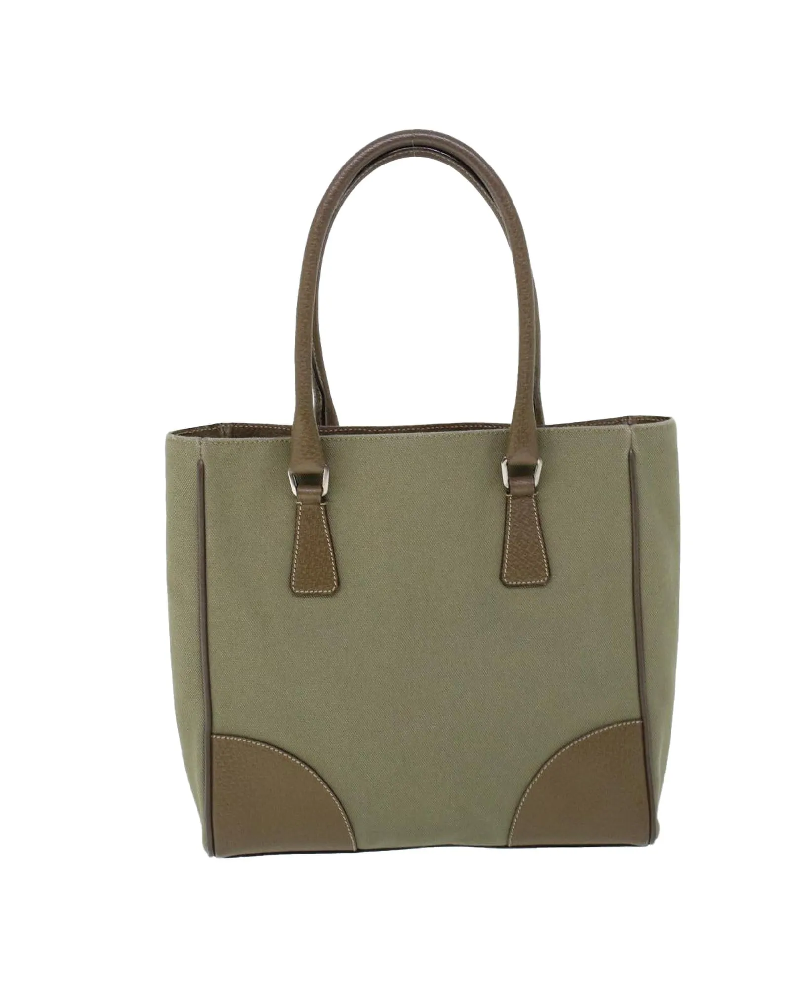 Canvas and Leather Green Hand Bag