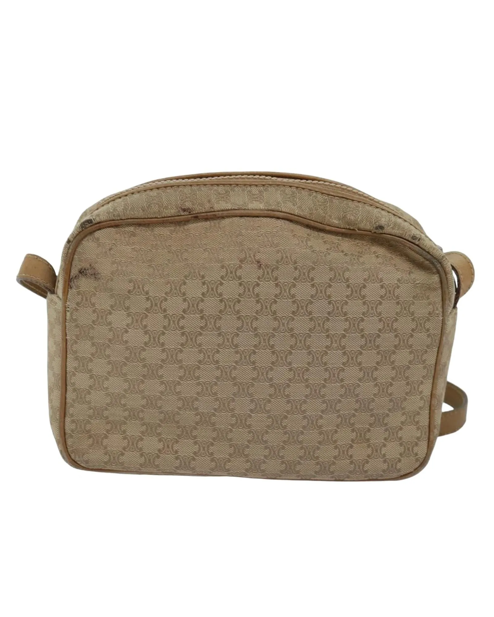 Canvas Beige Shoulder Bag with Macadam Pattern by CELINE