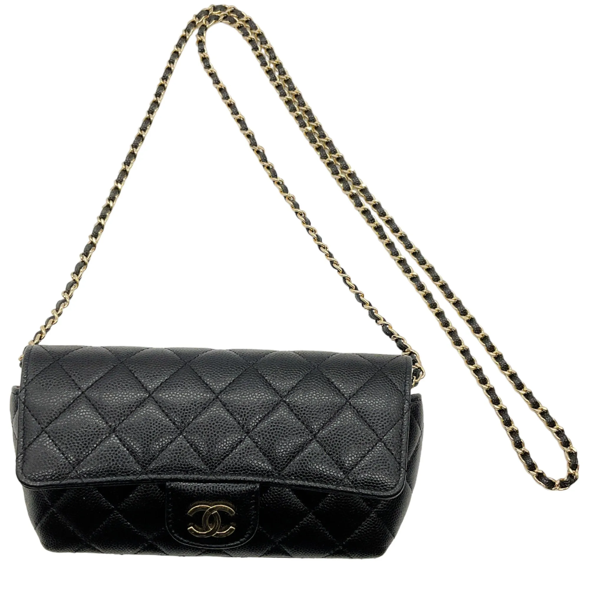 Chanel 2021 Black Quilted Caviar Crossbody Bag