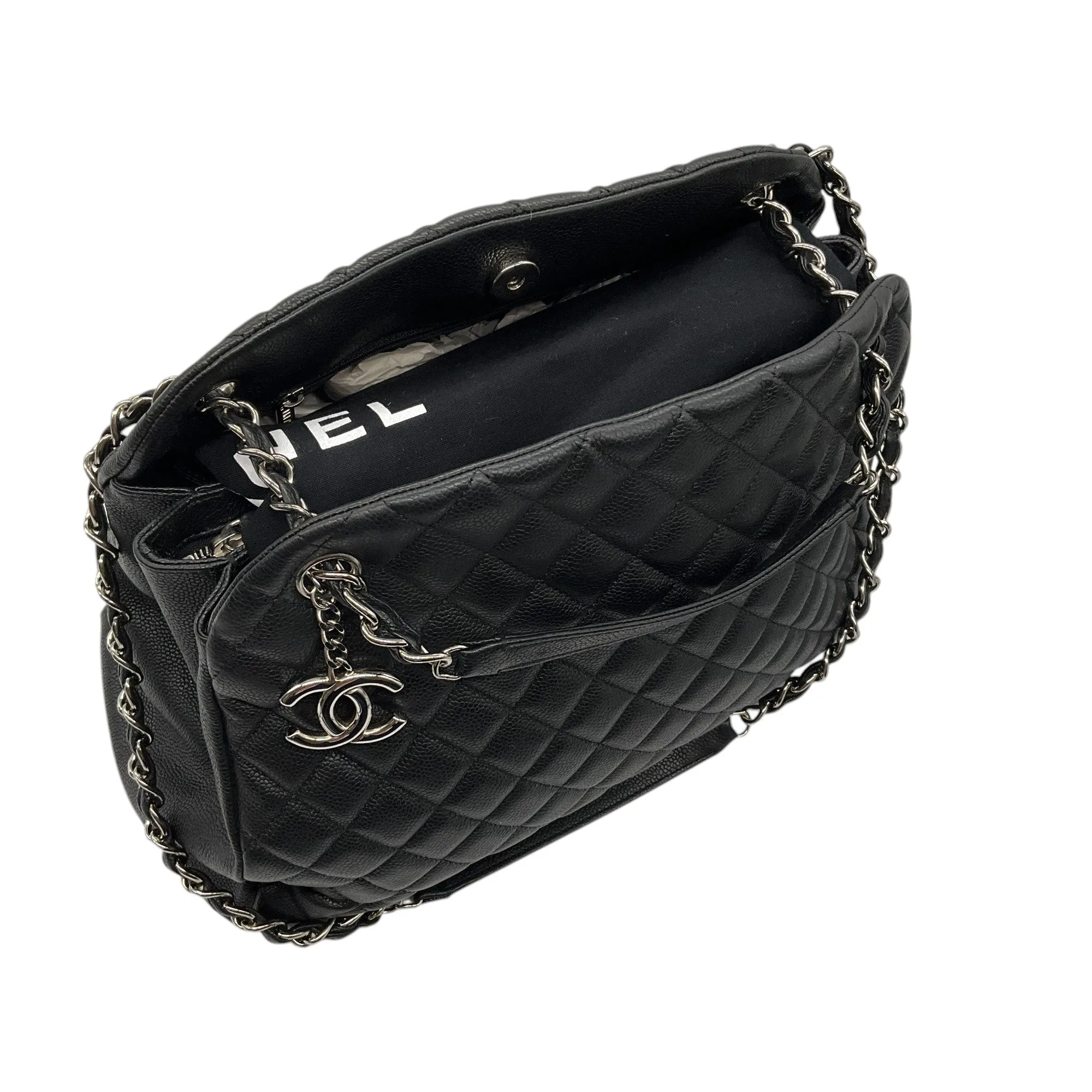 Chanel Black 2011 Quilted Caviar Leather Just Mademoiselle Handbag