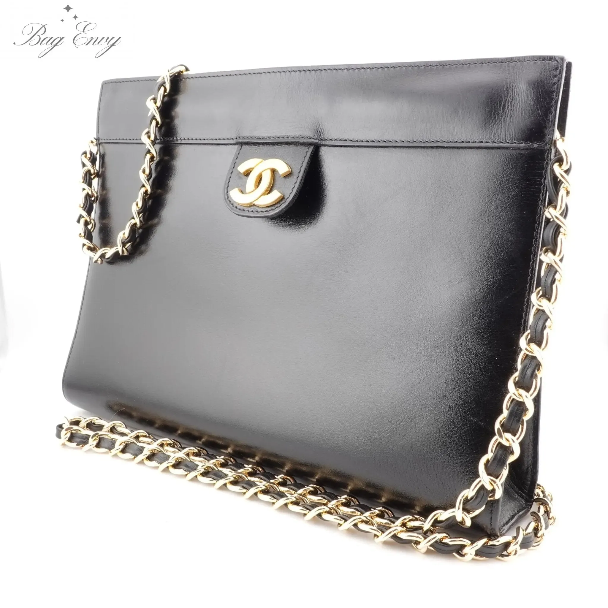 CHANEL Calfskin French Frame Clutch with Chain