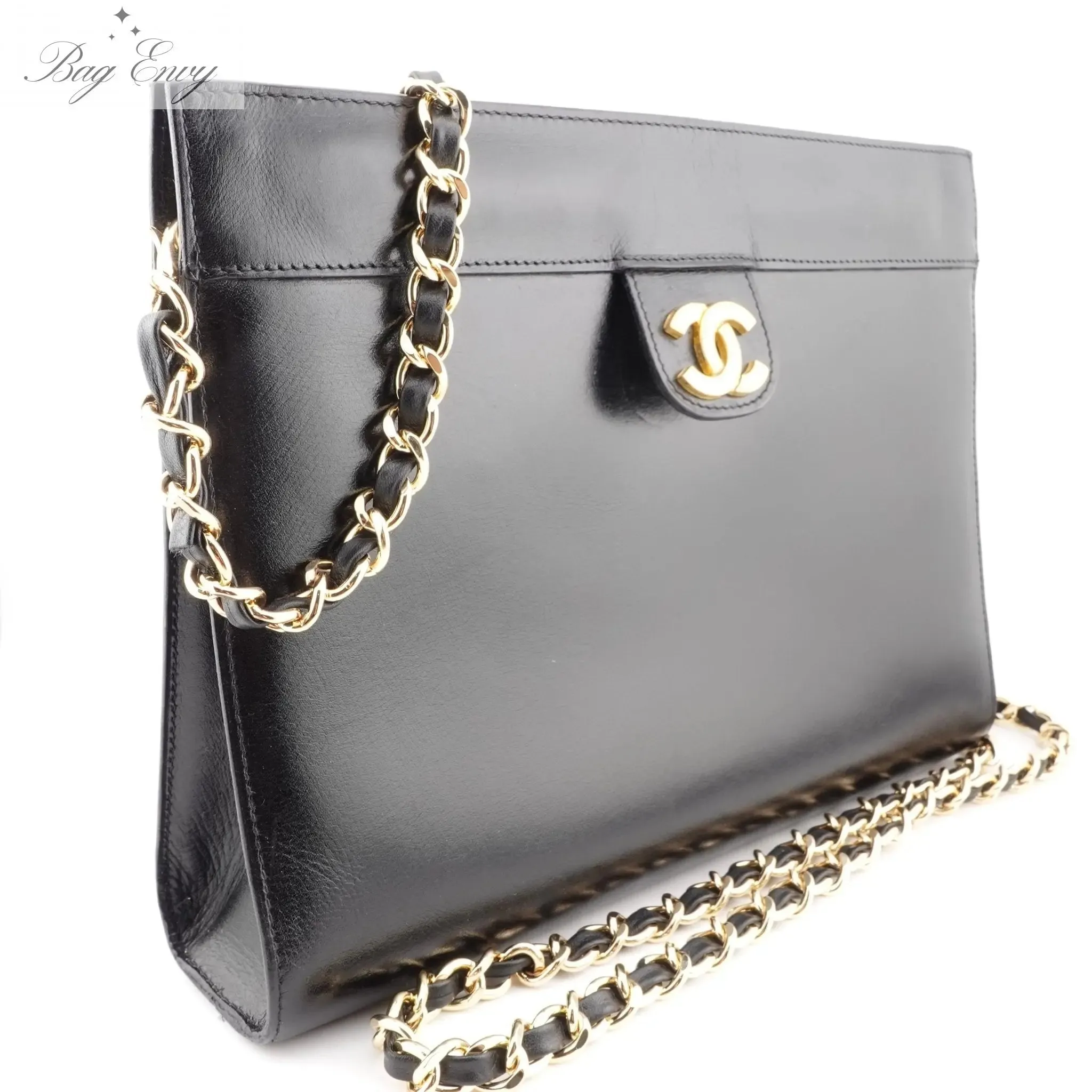 CHANEL Calfskin French Frame Clutch with Chain