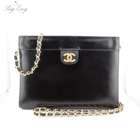 CHANEL Calfskin French Frame Clutch with Chain