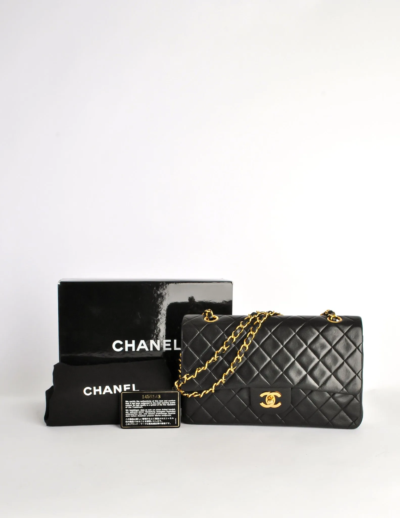 Chanel Vintage Black Quilted Lambskin Leather Classic Double Flap Bag