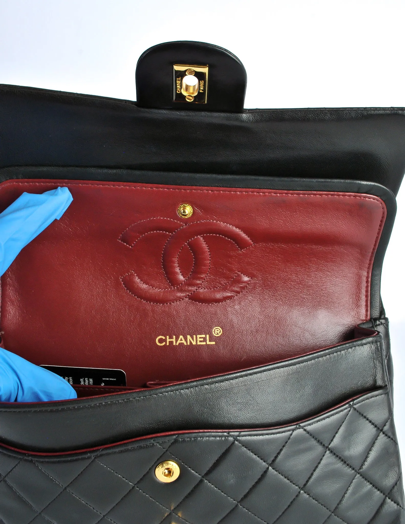 Chanel Vintage Black Quilted Lambskin Leather Classic Double Flap Bag