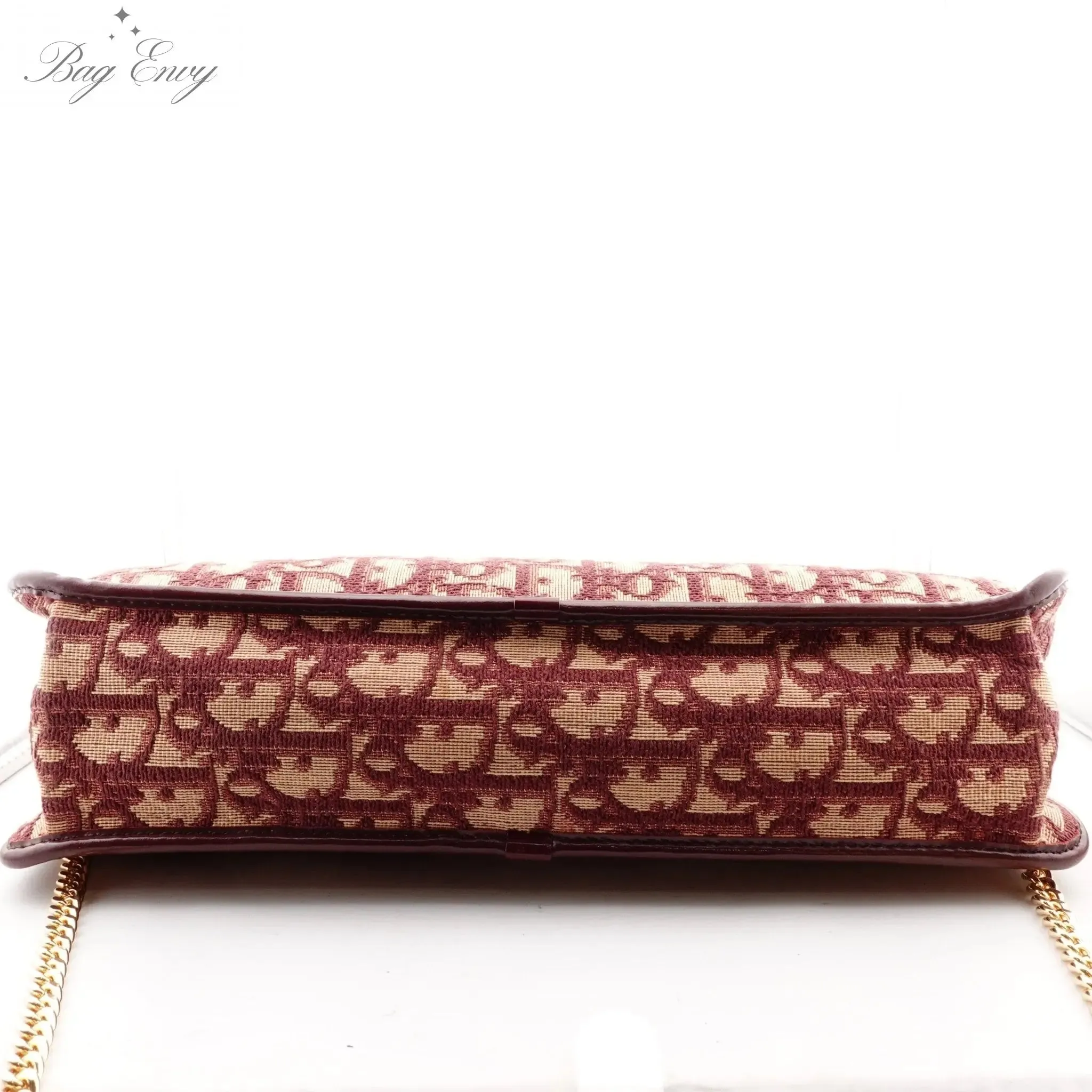 Christian Dior Canvas French Frame Clutch with Added Chain