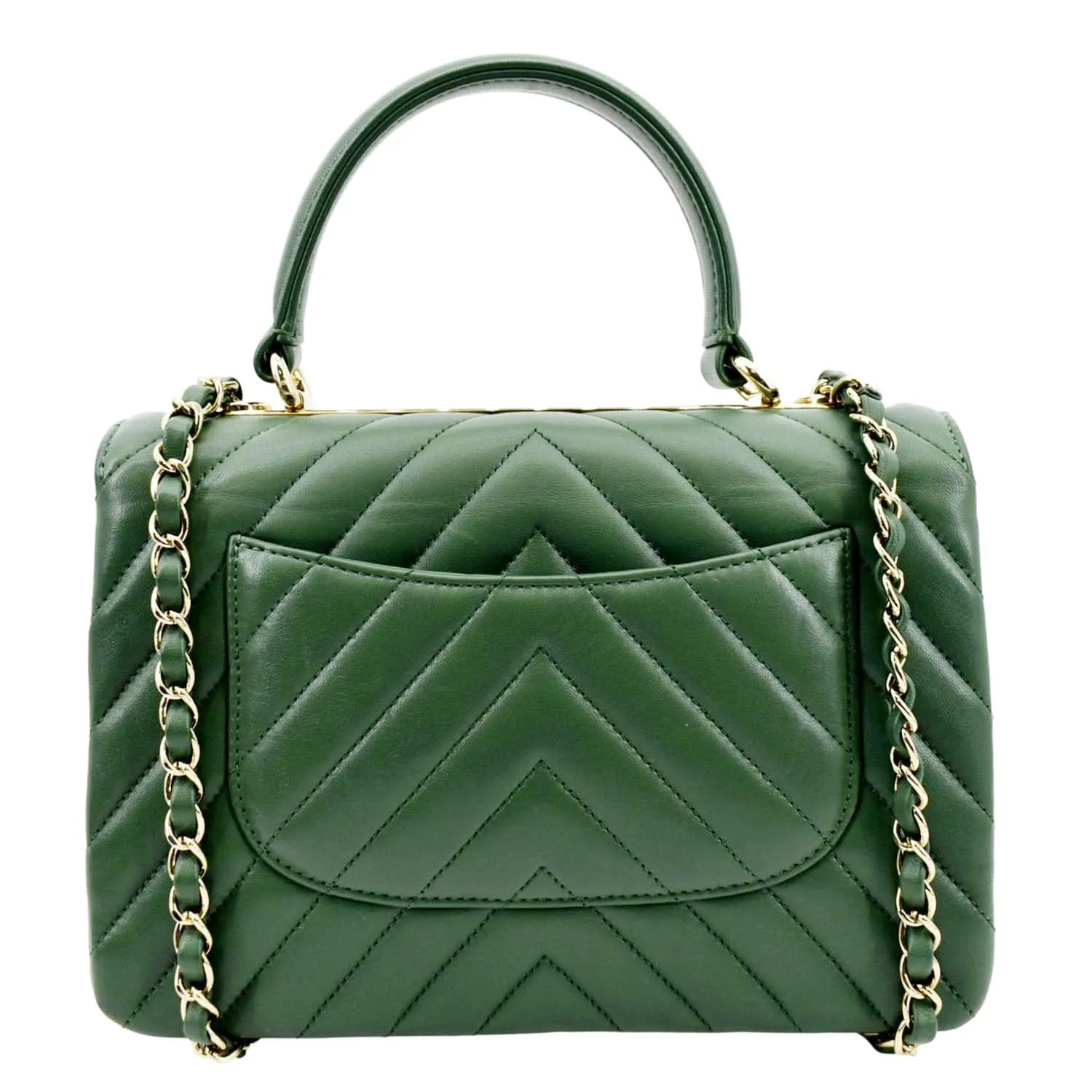 CL Trendy CC Chevron Top Handle Flap Shoulder Bag Green