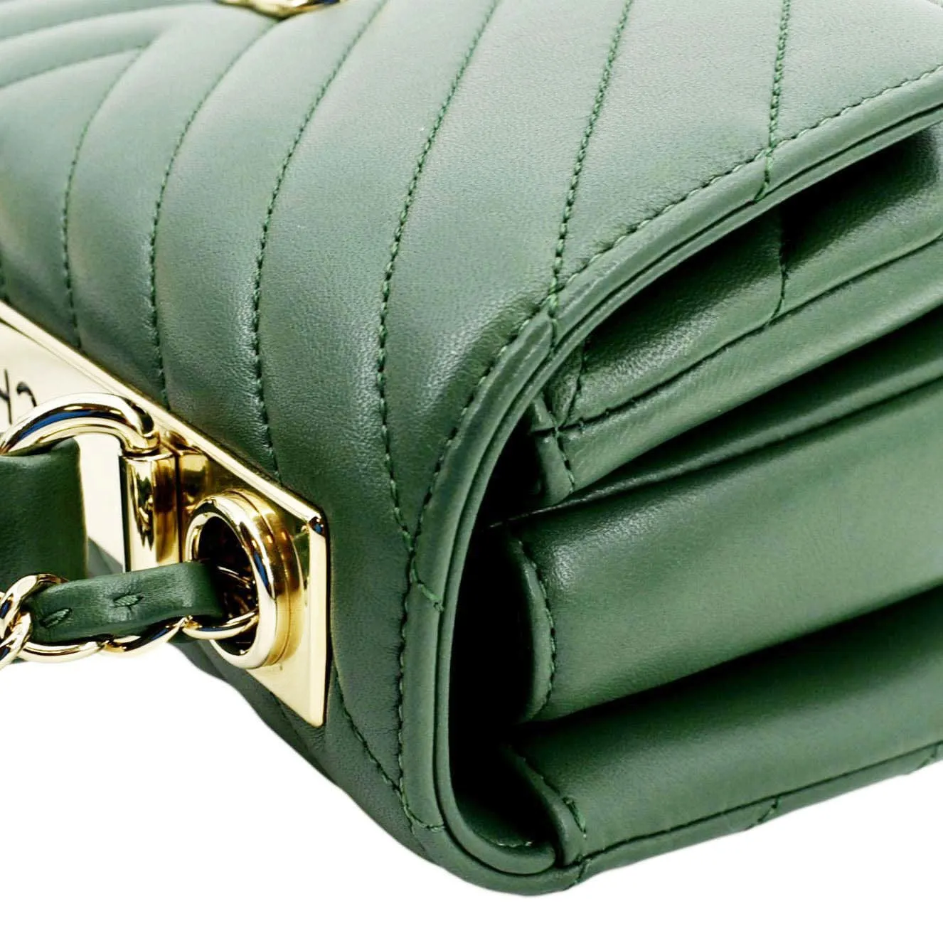 CL Trendy CC Chevron Top Handle Flap Shoulder Bag Green