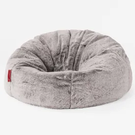 Classic Bean Bag Chair - Fluffy Faux Fur Rabbit Light Grey