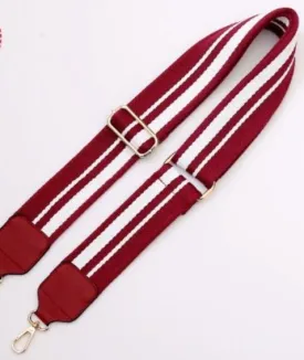 Clearly Handbags - Maroon Stripe Strap in Maroon/White