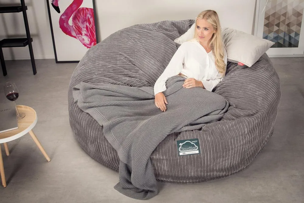 CloudSac 3000 XXL King Sized Memory Foam Beanbag Sofa - Cord Graphite Grey